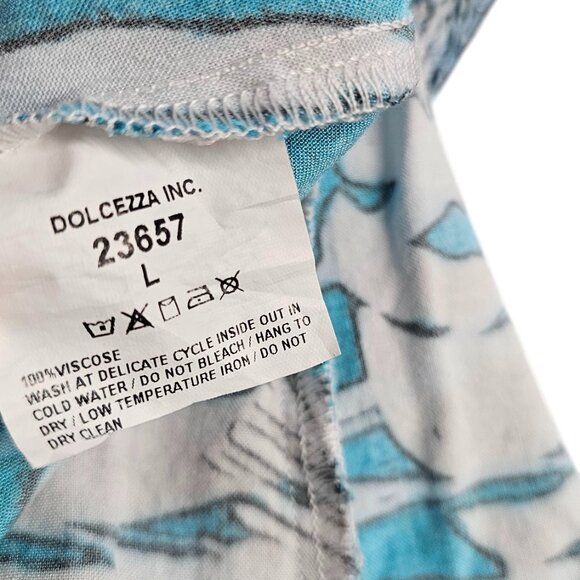 Simply Art Dolcezza Palm Leaf Printed V-Neck Flutter Sleeve Dress, Smocked, L - Picture 8 of 9